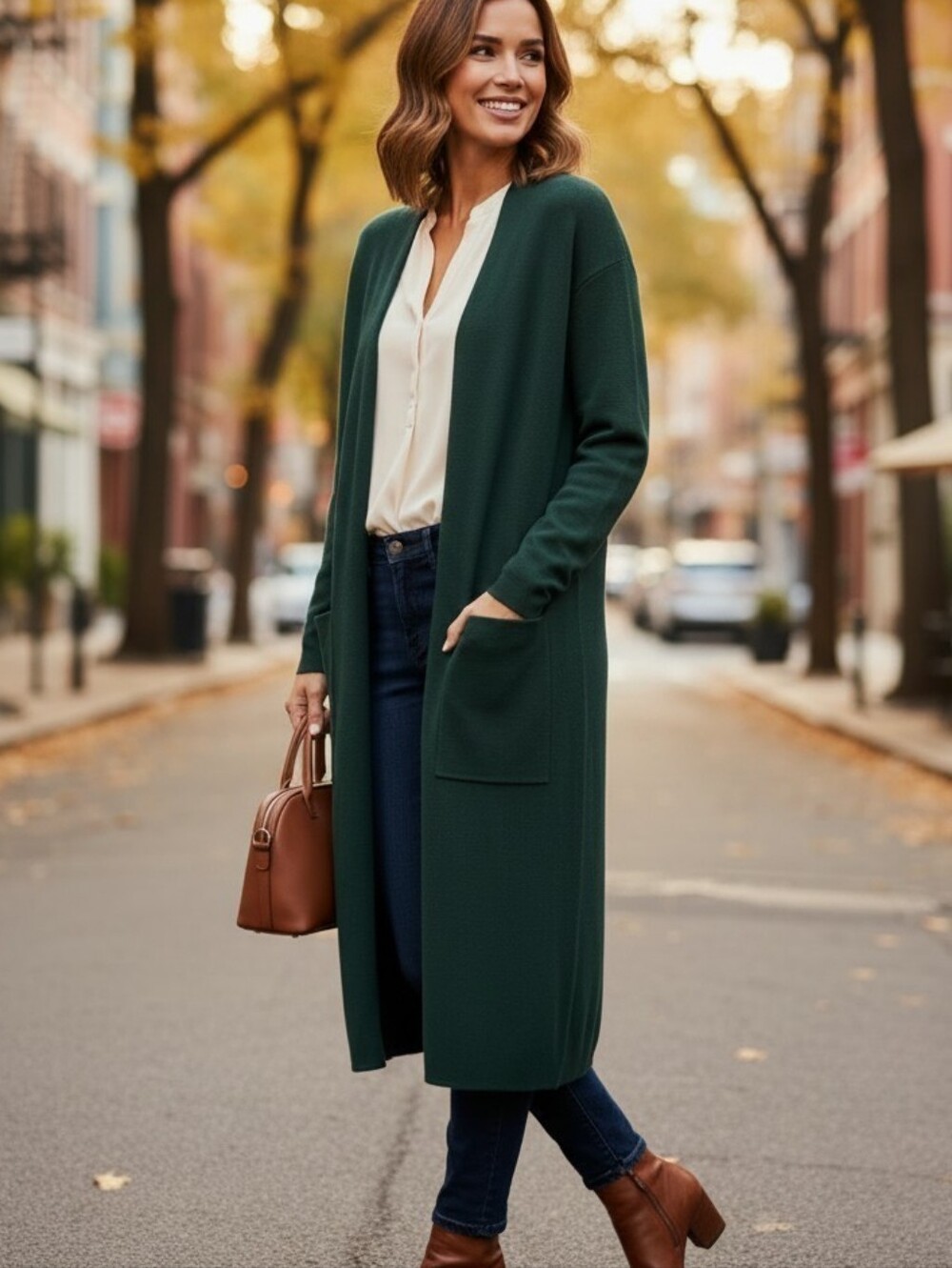 Aritzia Babaton Lance Cardigan 1X Dark Green Wool Linen Blend Long Sweater